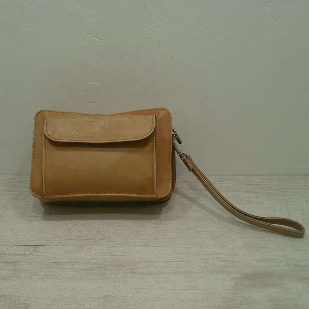 Vintage Piel Full-grain Cowhide Leather Wristlet Bag toiletry kit Accessory bag